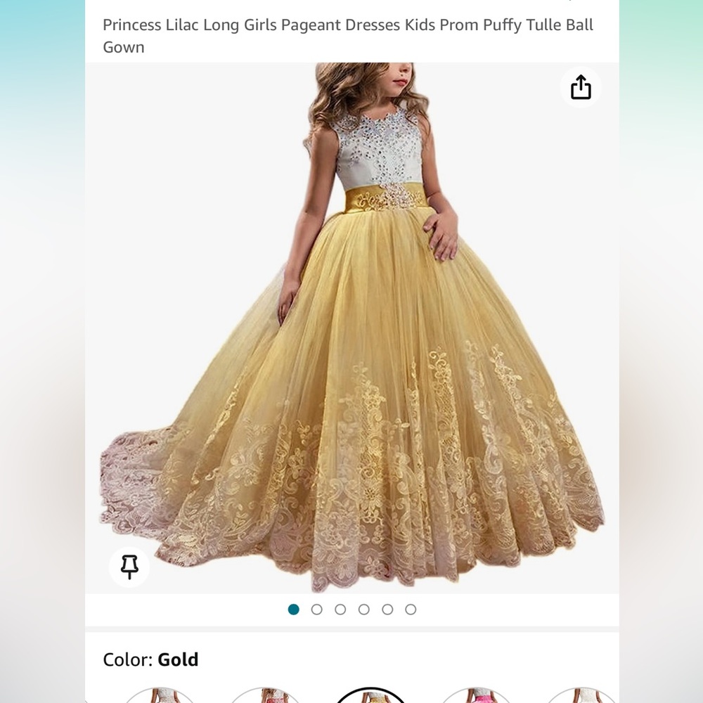 COPY - Princess gold Long Girls Pageant Dresses Kids Prom Puffy Tulle Ball gown